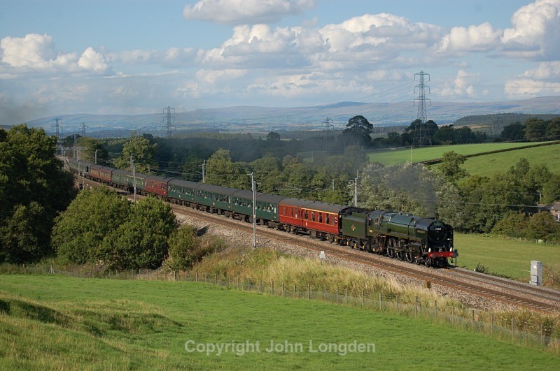 25.8.11- BR 7MT No.70013 'Oliver Cromwell' Car - Euston, Gt Strickland - West Coast Main Line (north to south)