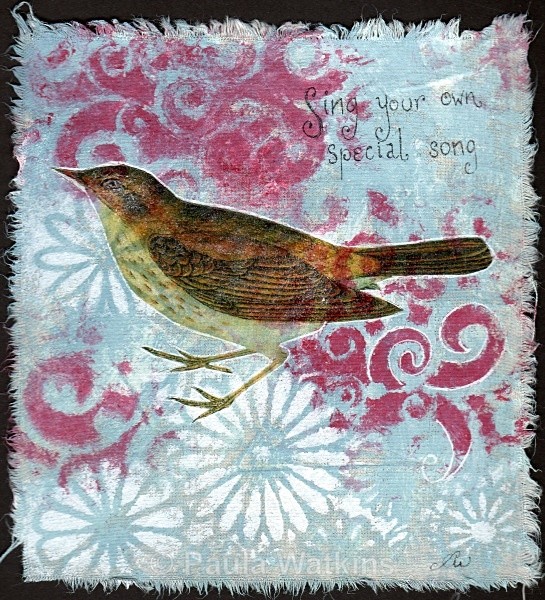 Fabric Bird Collage 4 - Recent artwork