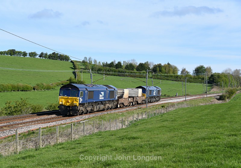 JL - 26.4.17 66424 66434 6C22 Kingmoor - Sellafield, Milnthorpe - West Coast Main Line (north to south)