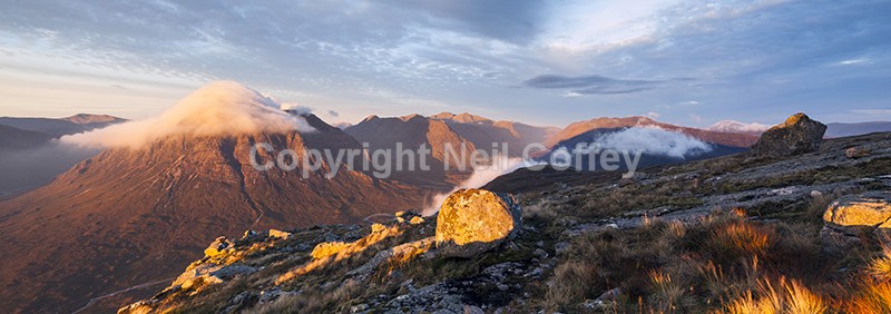The Buachaille Range from Beinn a'Chrulaiste, Glen Coe, Highland2 - Panoramic format