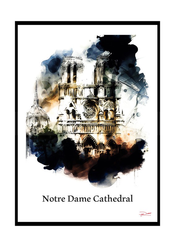 Notre Dame Cathedral Historical Structures Ink Paintings by Paul Duddell, Whispers & Strokes - Artist, Painter, and Photographer