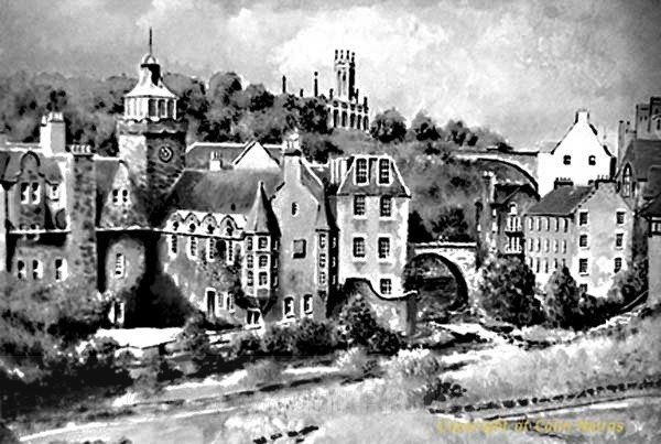 'Dean Village, Edinburgh' B&W print - Edinburgh Paintings