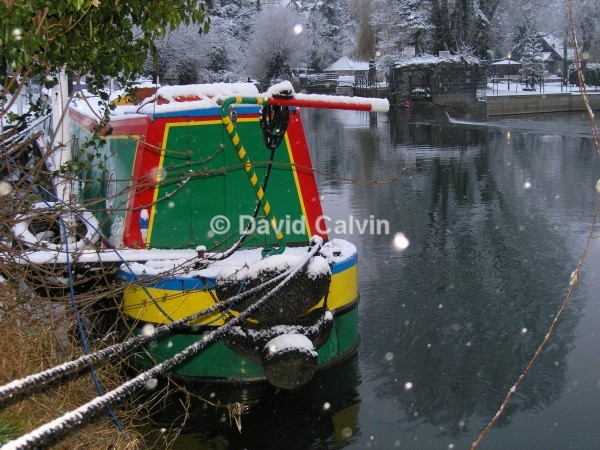 Narrowboat In The Snow - Winter