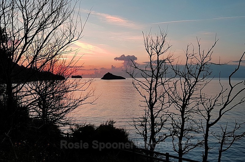 Beautiful  silhouetted sunrise at Meadfoot - Meadfoot Beach Torquay