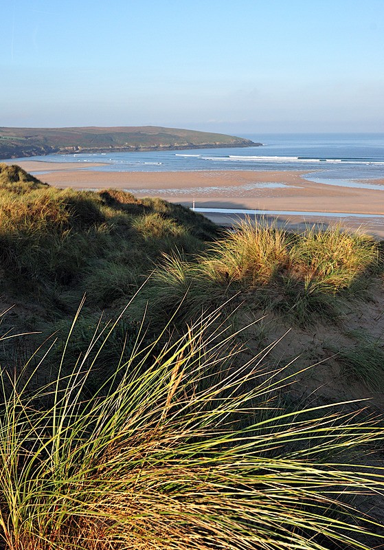Portrait view of Crantock Beach from The Sand Dunes - Portrait Views