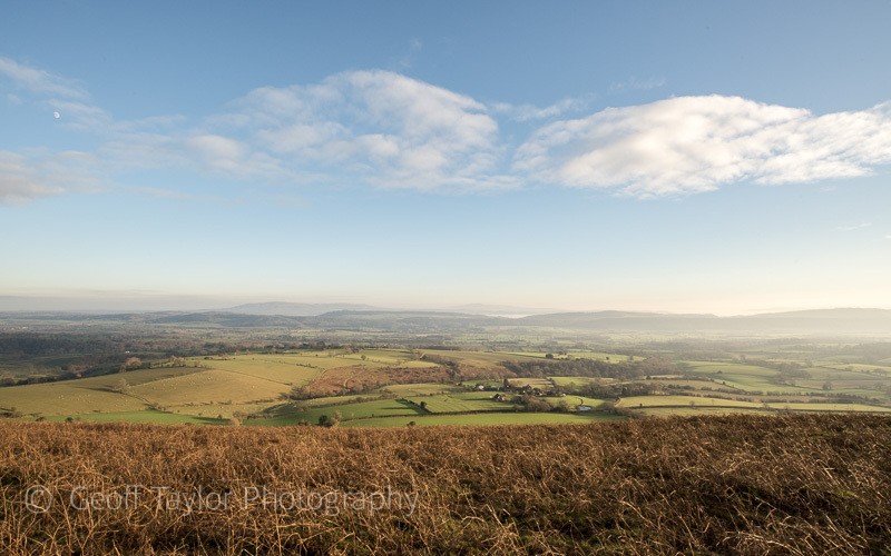 Clee Hills and Wenlock Edge from Ragleth Hill - Stretton Hills