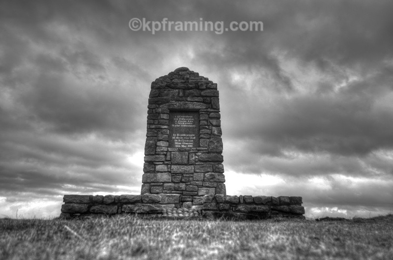 Ballymanus Landmine Disaster monument bw - ballymanus mine disaster monument