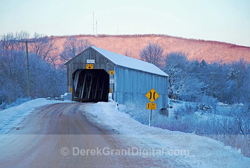 Bloomfield Creek Covered Bridge in Wintertime - Covered Bridges of New Brunswick