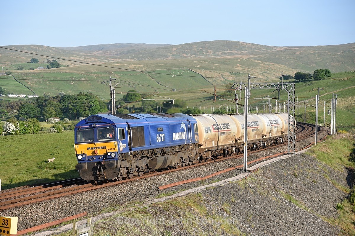 JL - 29.5.23 66727 6C03 Clitheroe - Carlisle NY, Greenholme - West Coast Main Line (north to south)