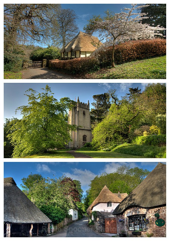 TQ56 Cockington Church Forge and Thatched Cottages - Greetings Cards Cockington