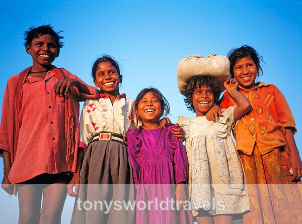Five smiling children, India - Children
