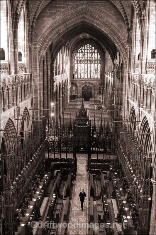 Chester Cathedral Choir from above sepia - Chester Cathedral