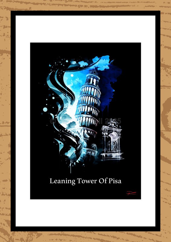 Leaning Tower of Pisa Ink Paintings by Artist Paul Duddell