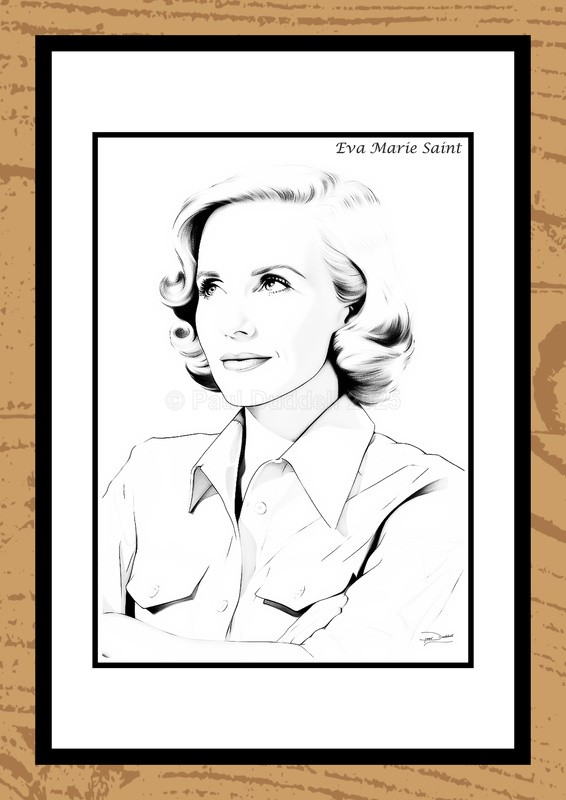 Eva Marie Saint Hand-Drawn Portrait - Legends of Film by Artist Paul Duddell