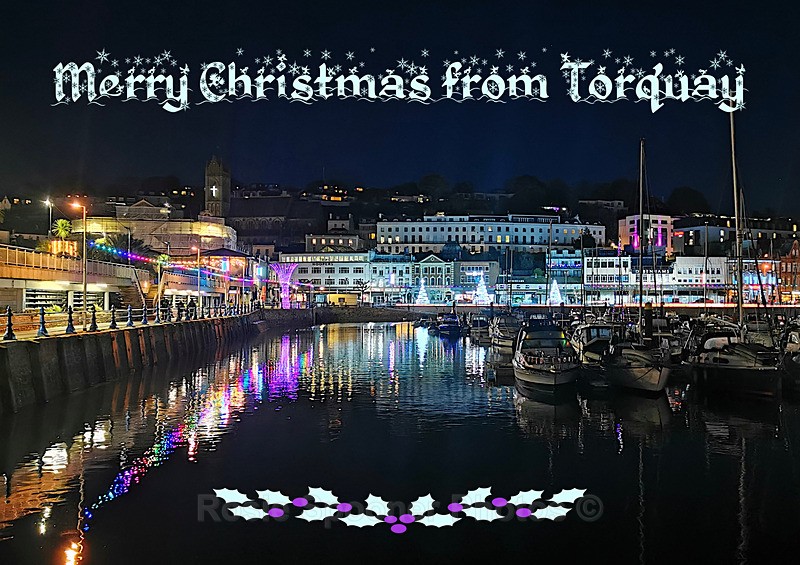 10 in stock XMO29 - Beautiful colours at Torquay Harbour - XMAS CARDS Torquay St Marychurch, Babbacombe and Cockington