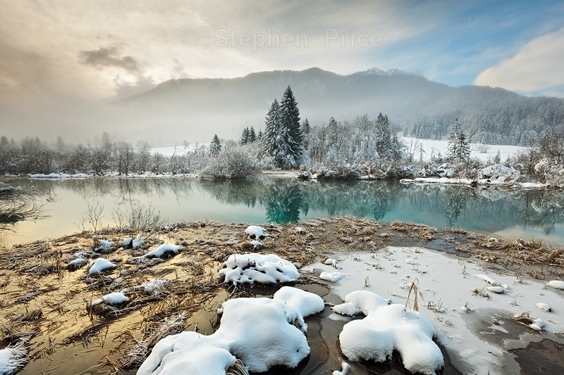 Slovenia Winter Ice Snow | Frozen River Bank Photography