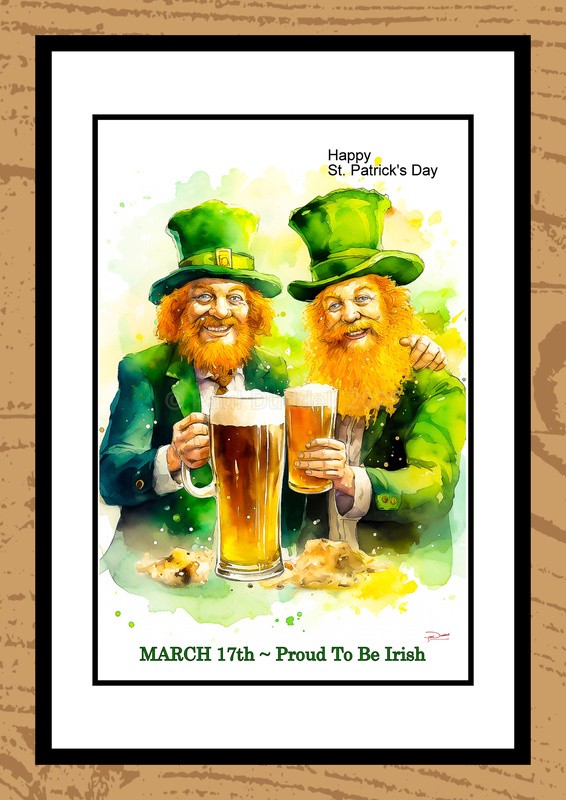St Patrick's Day Watercolour Paintings - Festive Heartbeat by Artist Paul Duddell
