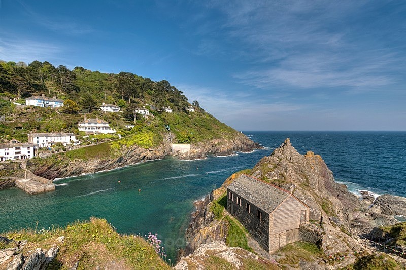 PO09 - Polperro Boat House from the Coast Path - Greetings Cards Polperro
