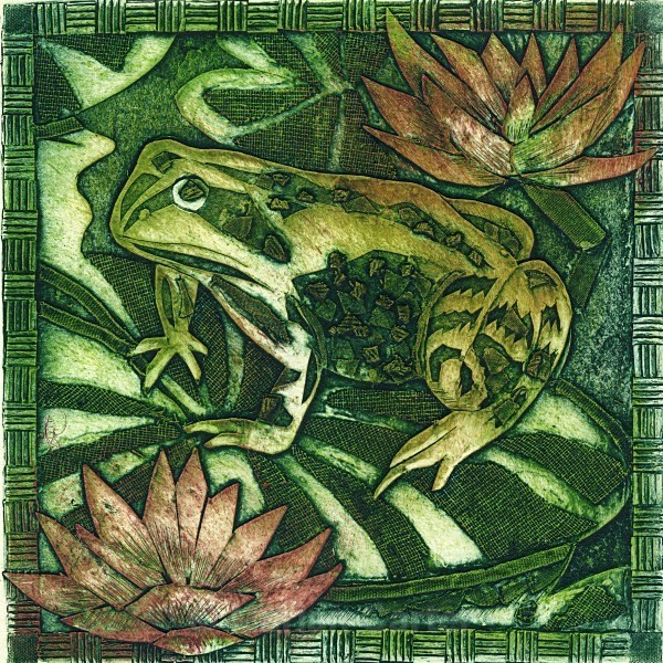 Frog amongst the Lilies - Collagraphs