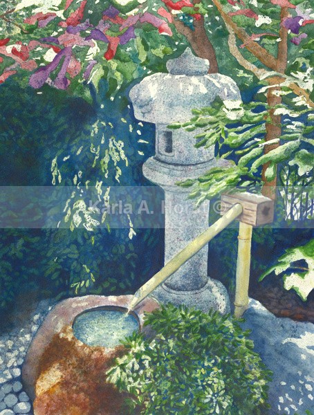 Japanese Garden - A Drop of Water - Greeting Cards and Journals
