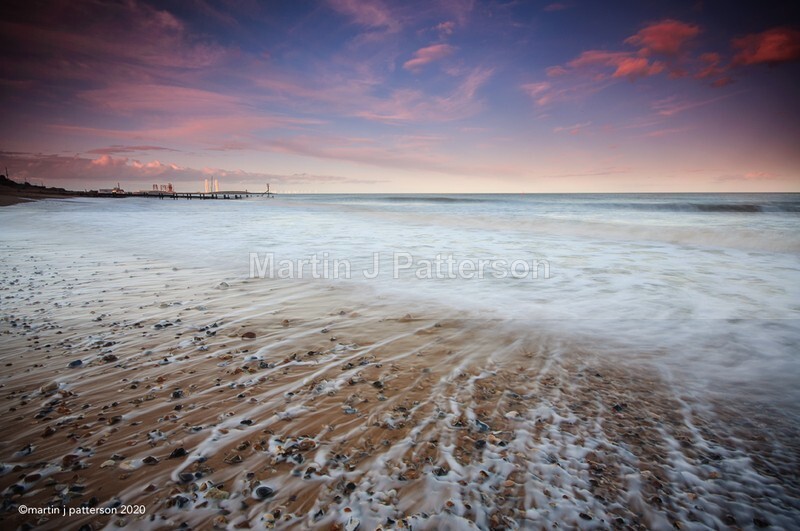 Gorleston Beach Receding Waves at Sunset - 2020
