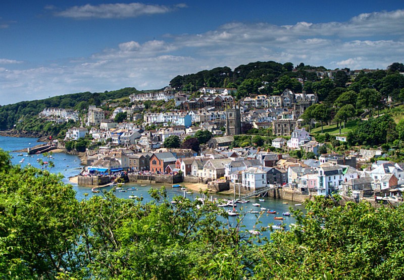 No Stock CW03 - Fowey from Hall walk Polruan - Greetings Cards - Cornwall  and Devon Misc