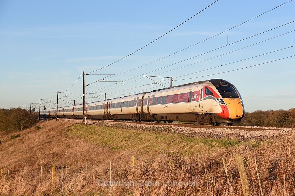 JL - 16.12.21 801218 13.00 Edinburgh - King Cross, N Darlington - East Coast Main Line (north to south)