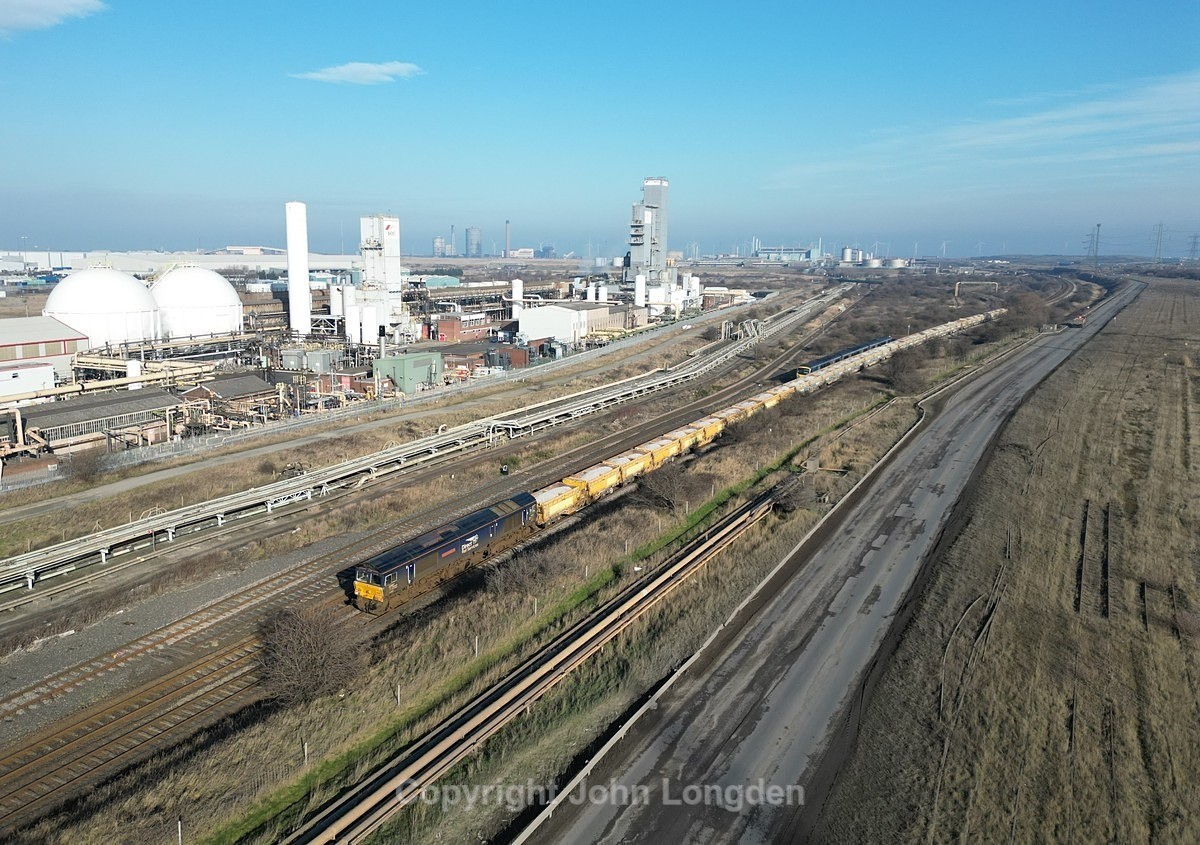 JL - 14.2.23 66421 6D73 Redcar - Doncaster, Shell Jn - Teesside (west to east)