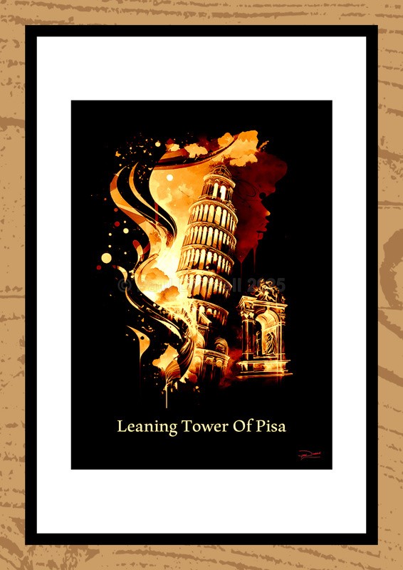 Leaning Tower of Pisa Ink Paintings by Artist Paul Duddell