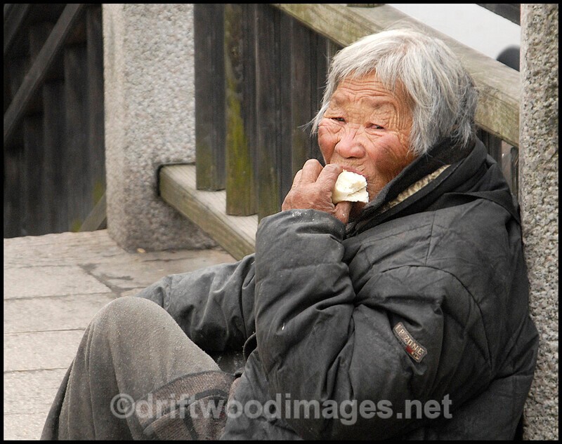 China Shanghai Zhu Jia Jiao water town woman on bridge - China