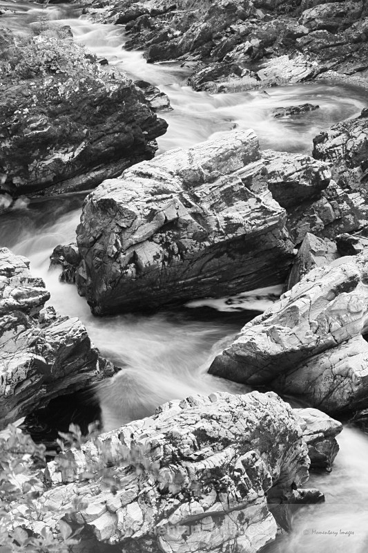 Winding rapids - Black and White