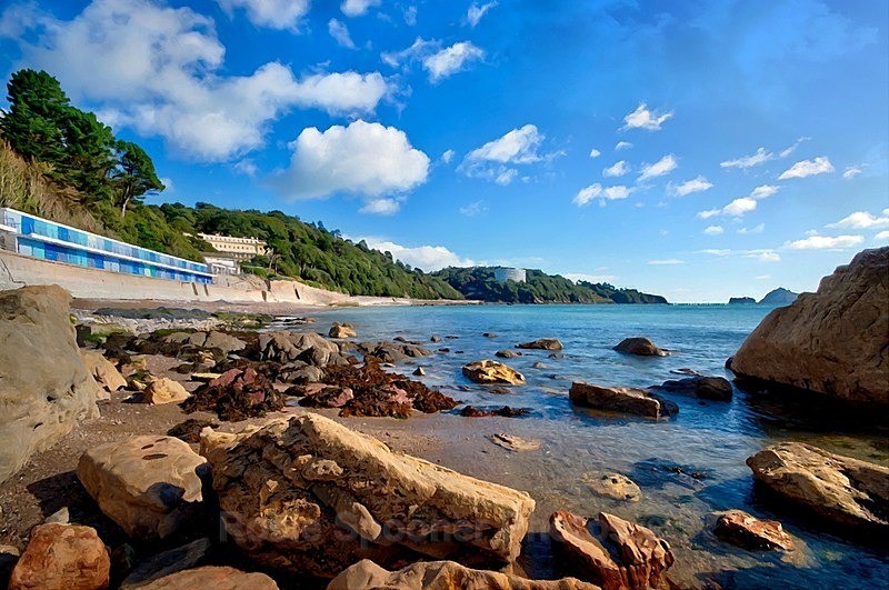 TQ147 - Meadfoot Low Tide - Greetings Cards Meadfoot and Ansteys