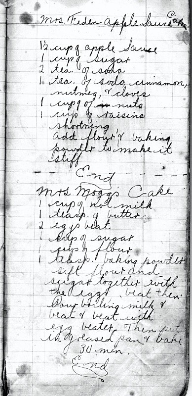 MRs Feden Applesauce Cake - The Journal of Clara Bacon