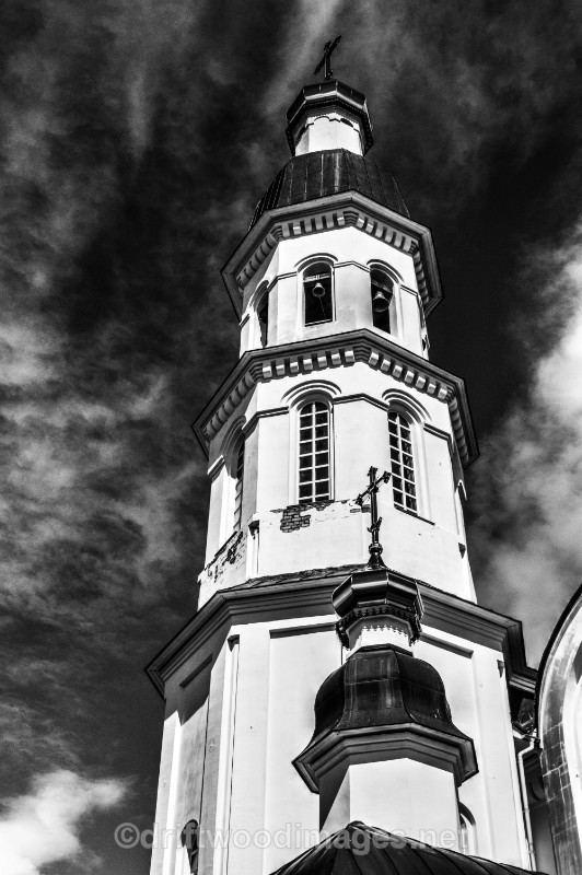 Archangel church tower bw HDR - Archangel, Russia