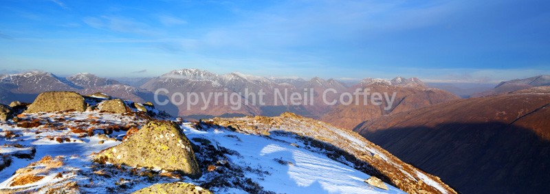 Glen Etive & The Glen Coe Hills from Ben Starav, Highland - Panoramic format