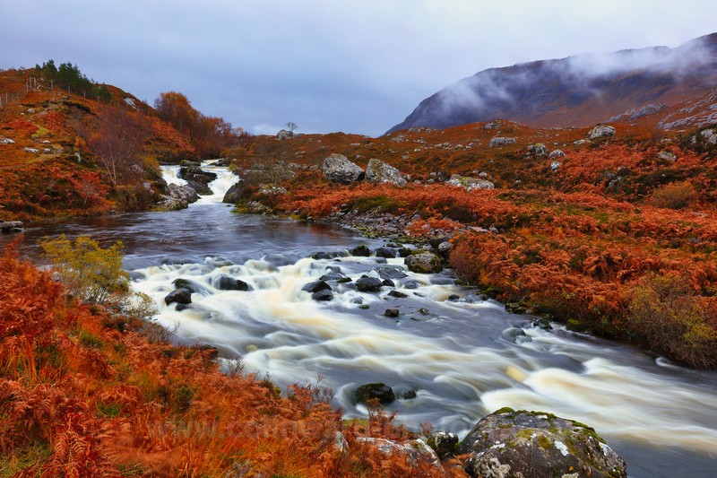 Fast flowing river, Torridon.    ref 0937 - Scotland