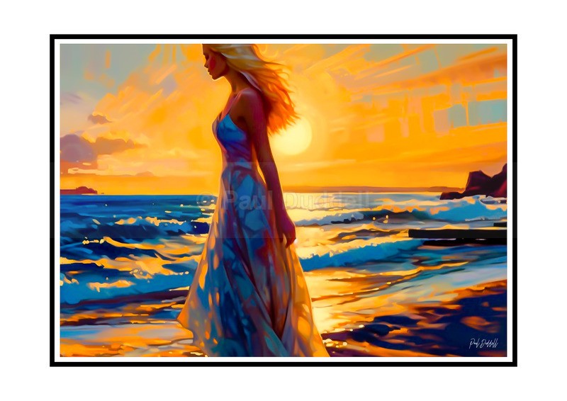 Love on Location, Bride on The Beach Paintings by Paul Duddell, Whispers & Strokes - Artist, Painter, and Photographer