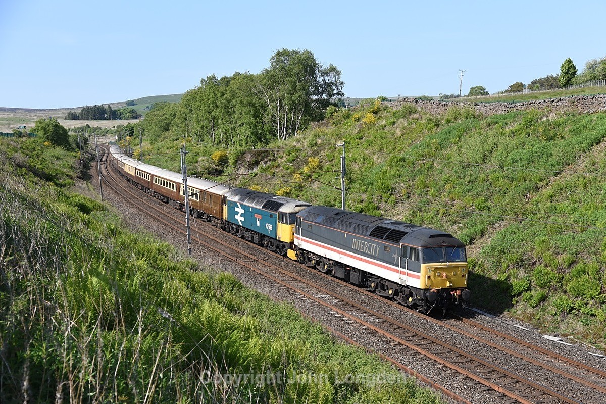JL - 29.5.23 47828 & 47593 5Z59 Kilmarnock - Crewe HS, Greenholme - West Coast Main Line (north to south)
