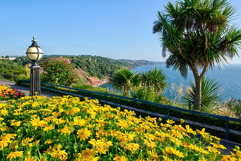TQ219 - Summer at Babbacombe Downs in Torquay - Greetings Cards Torquay (See also Cockington plus Meadfoot galleries)