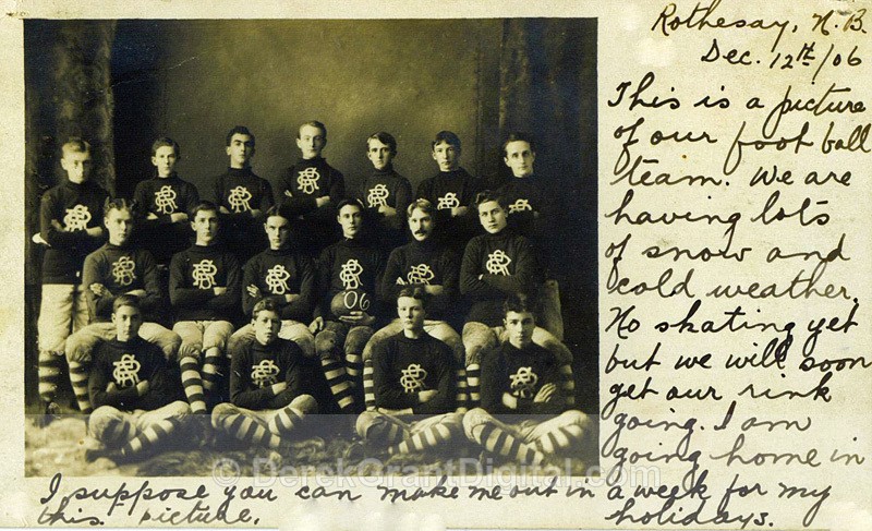RCS Football Team Photo RPPC 1906 New Brunswick Canada - Historic New Brunswick