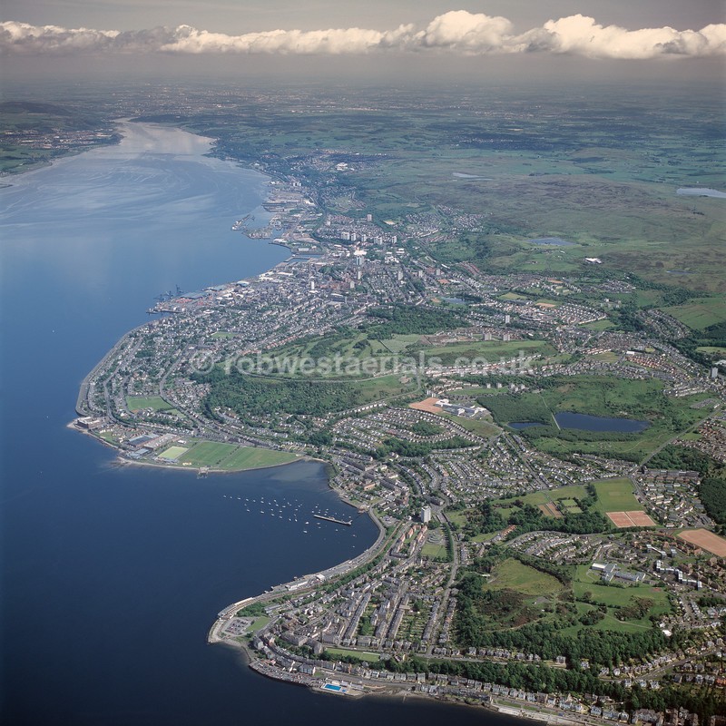 aerial pictures of Scottish west coast coastal cities towns of Scotland