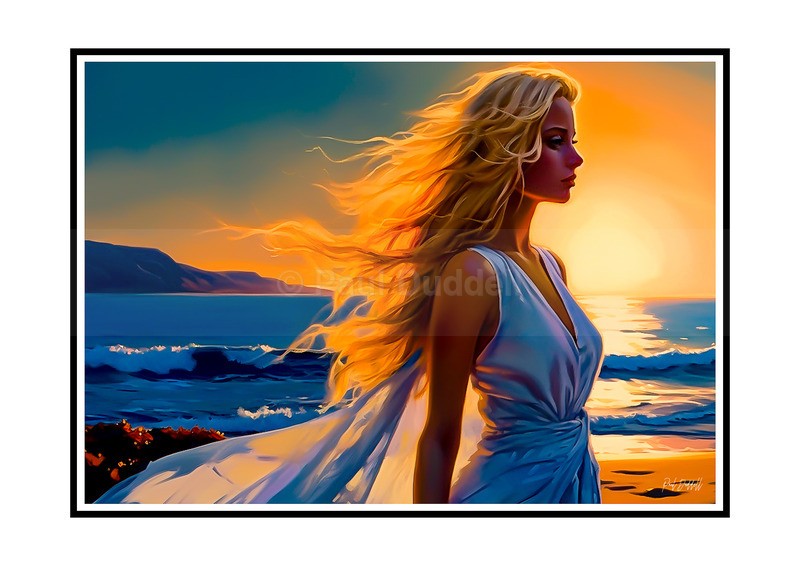 Love on Location, Bride on The Beach Paintings by Paul Duddell, Whispers & Strokes - Artist, Painter, and Photographer