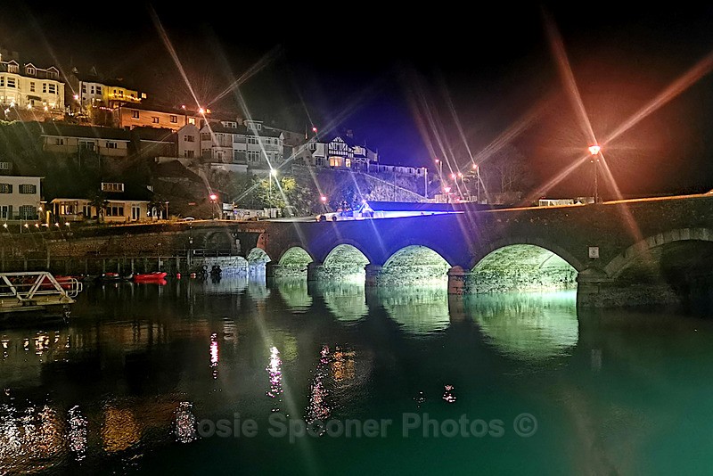 LO114 - Reflections by Looe bridge - Greeting Cards - Looe