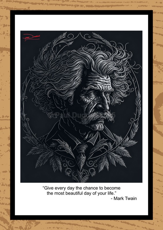 Mark Twain Illustration Paintings & Inspirational Quotations by Artist Paul Duddell