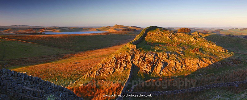 Hadrians Wall with Crag Lough in the distance.    ref had wall 4 - Panoramic Landsapes