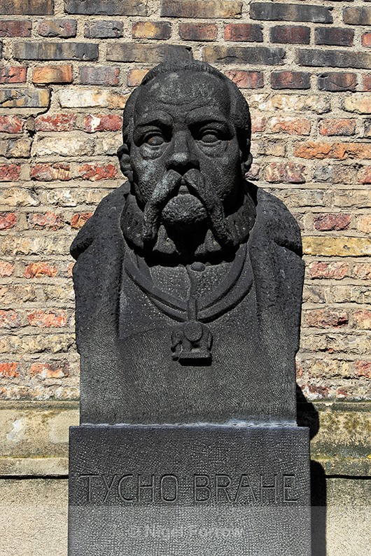Bust of Tycho Brahe at the foot of the Round Tower (Rundetårn) - Copenhagen, Denmark