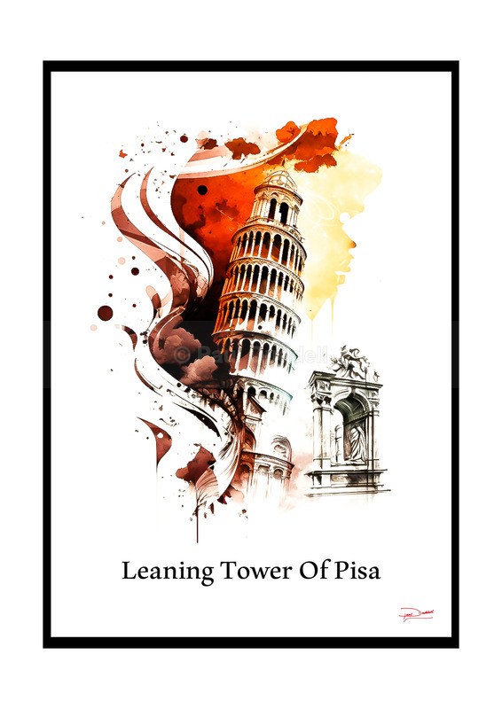 Leaning Tower of Pisa Historical Structures Ink Paintings by Paul Duddell, Whispers & Strokes - Artist, Painter, and Photographer