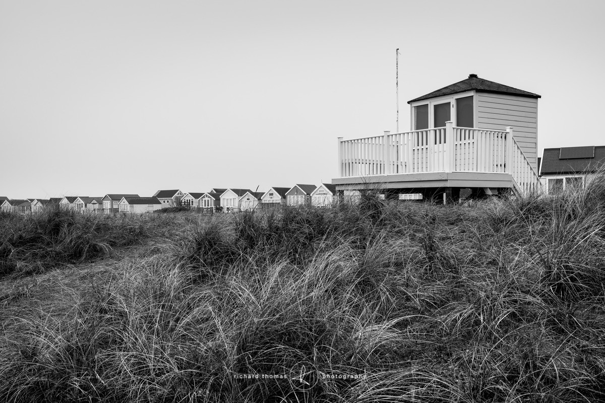 The Starters Beach Hut at Mudeford spit near Hengistbury Head in Christchurch harbour Dorset