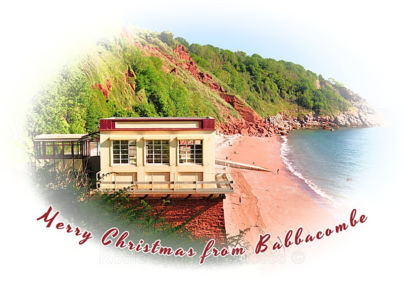 4 left TQ190 Xmas Card  - The Cliff Railway - XMAS CARDS Torquay St Marychurch, Babbacombe and Cockington