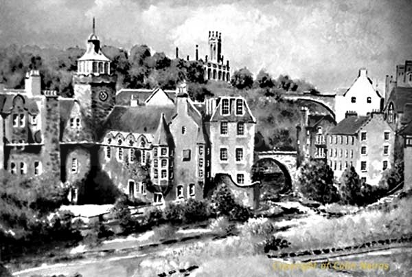'Dean Village, Edinburgh' B&W print - Edinburgh Paintings